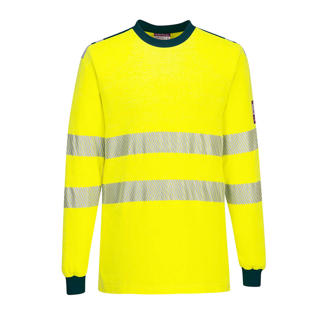 Warnschutz T-Shirt, flammhemmend, Gr. L, warngelb/marine, inkl. Transferdruck "Rohrleitungsbau Münster", ca. 5 x 5 cm, 1-farbig blau Produktbild img1 L