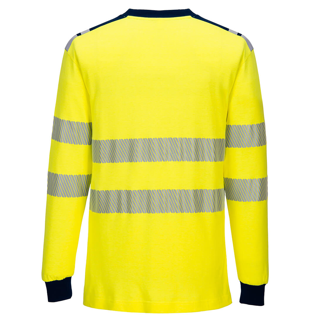 Warnschutz T-Shirt, flammhemmend, Gr. L, warngelb/marine, inkl. Transferdruck "Rohrleitungsbau Münster", ca. 5 x 5 cm, 1-farbig blau Produktbild img2 L