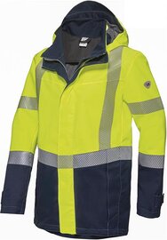 Allwetterjacke 2223-891, warngelb/nachtblau, Gr. L BP Multi Protect Plus, mit Fleecejacke 2424-860, inkl. Transferdruck "Rohrleitungsbau Münster", ca. 5 x 5 cm, 1-farbig blau Produktbild