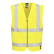 Warnschutz Weste mit Reißverschluss, Bizflame Hi-Vis FR, Gr. S/M, warngelb inkl. Transferdruck "Rohrleitungsbau Münster", ca. 5 x 5 cm, 1-farbig dunkelblau Produktbild