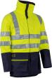 Warnschutz-Regenblouson mit ARC Schutz (Kl 2), Kelford, l.gelb/marine, Gr. L, mit Fleecejacke Obaix, Sioen, inkl. Transferdruck "Rohrleitungsbau Münster", ca. 5 x 5 cm, 1-farbig blau Produktbild