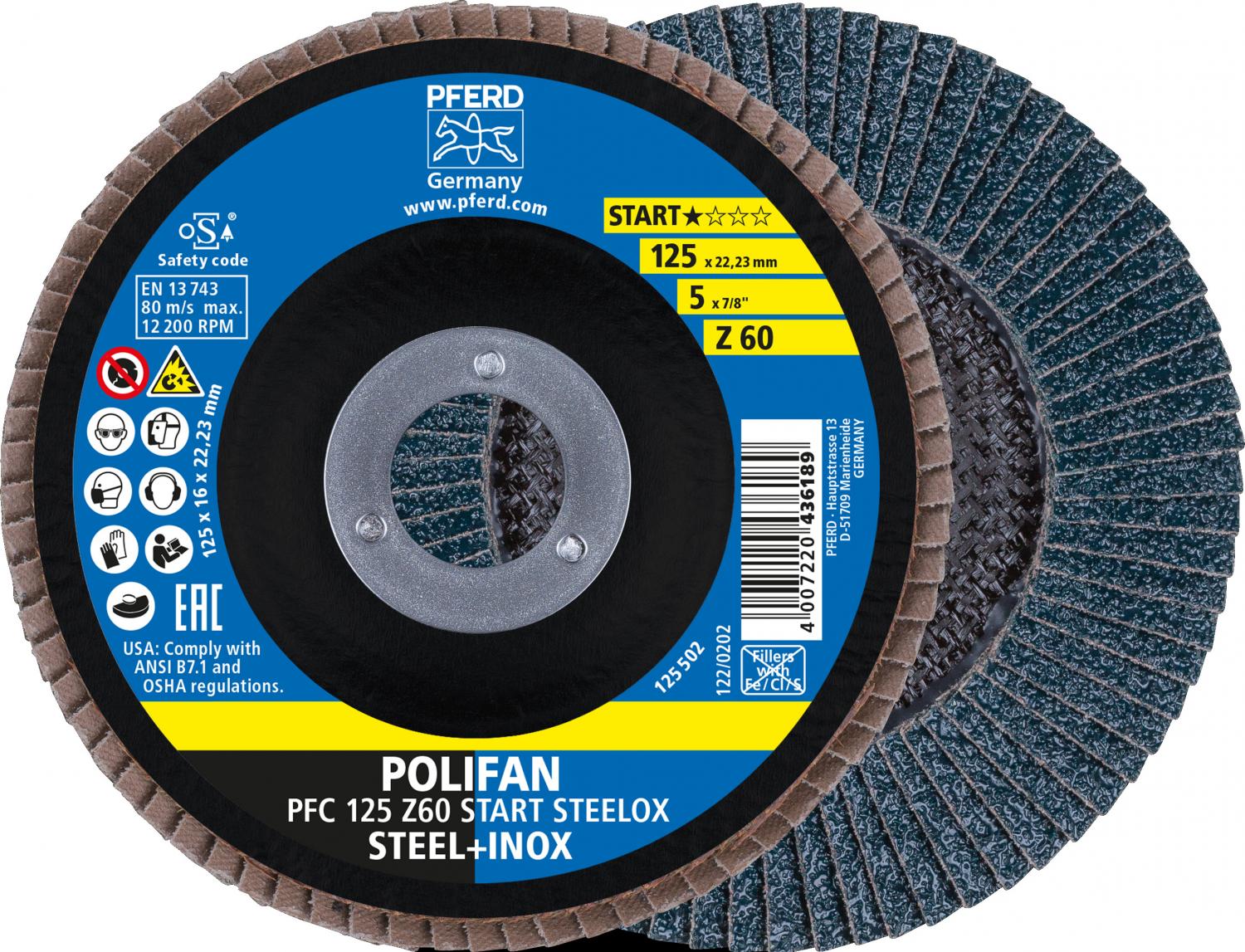 Fächerschleifscheibe POLIFAN PFC 125 Z40 START STEELOX Produktbild img1 L