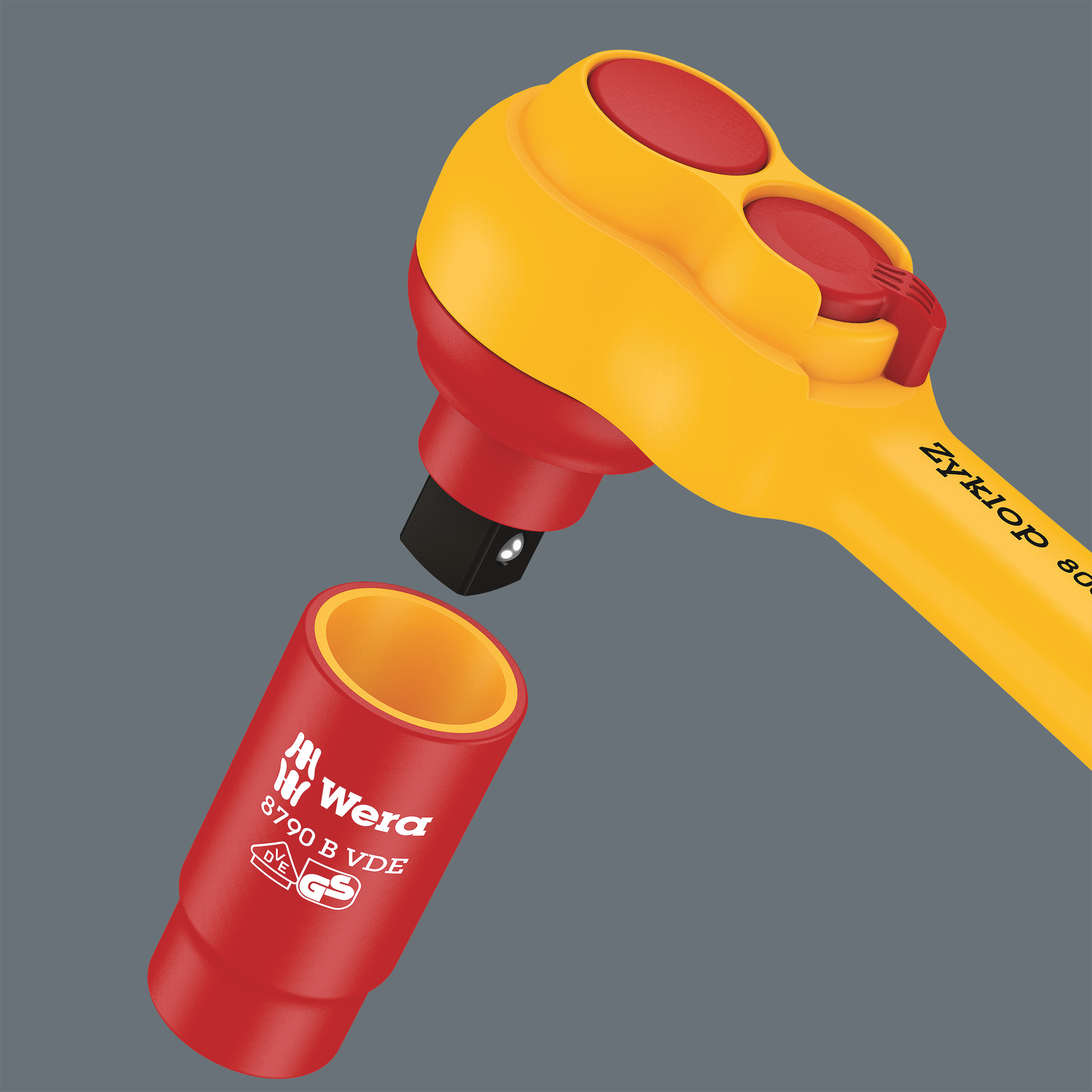 8007 B VDE Zyklop Knarre, isoliert, mit Umschalthebel, mit 3/8"-A Produktbild img7 L