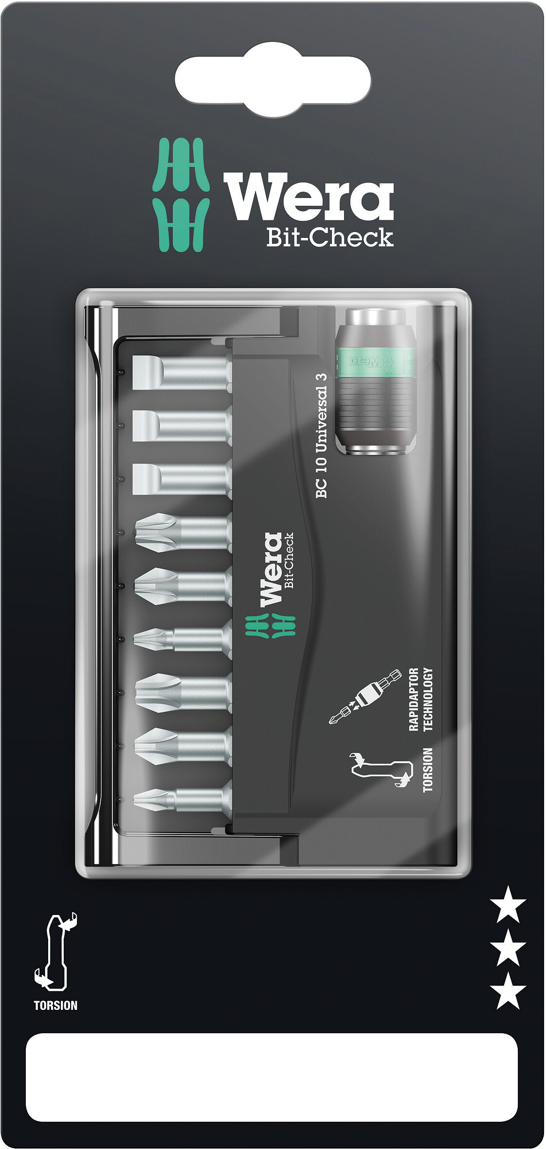 WERA Bit-Sortiment 1/4" Universal 3 SB 10-teilig im Bit-Check Produktbild img1 L