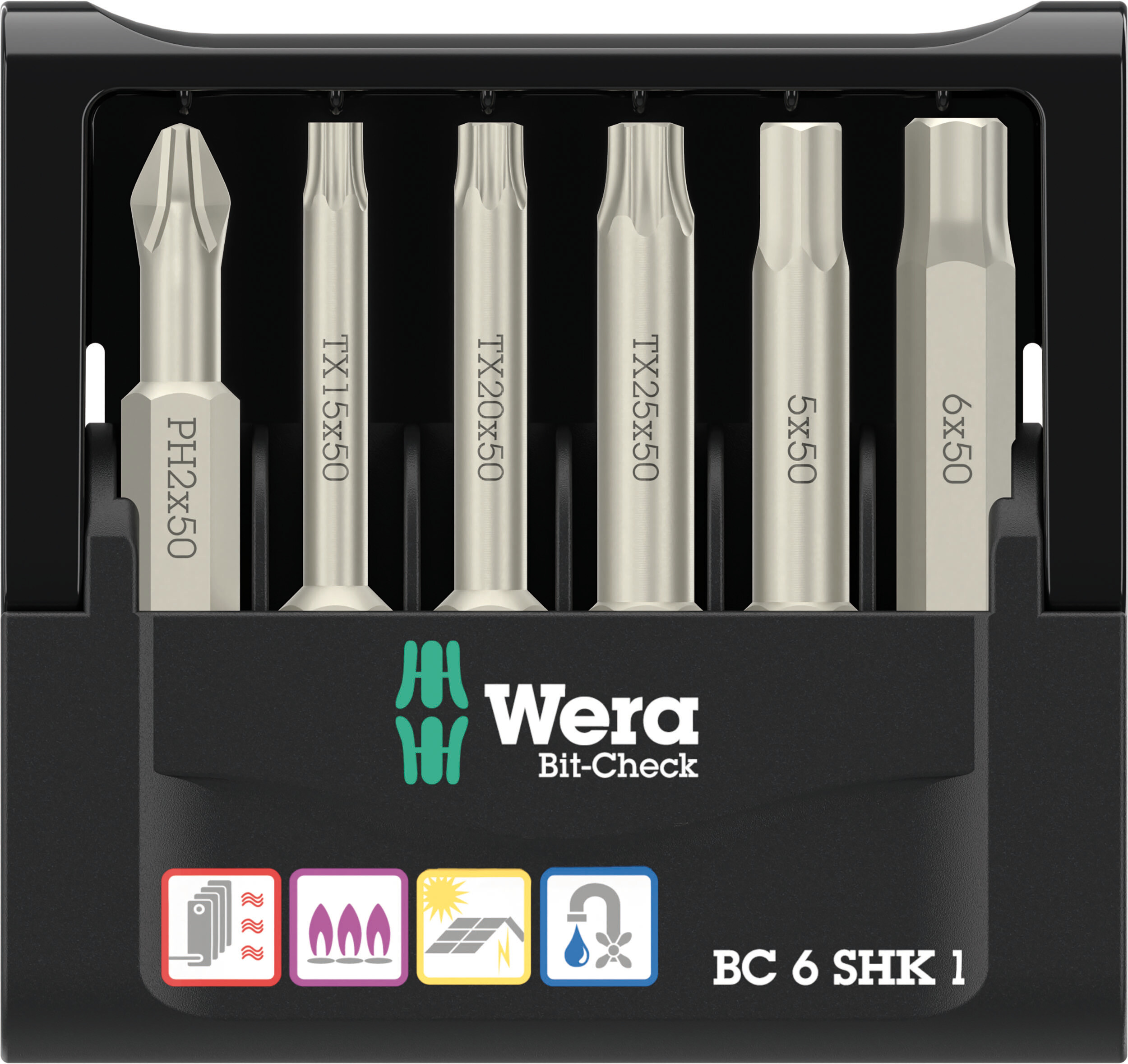 WERA Bit-Sortiment 1/4" SHK 1 SB 6-teilig im Bit-Check Produktbild img1 L