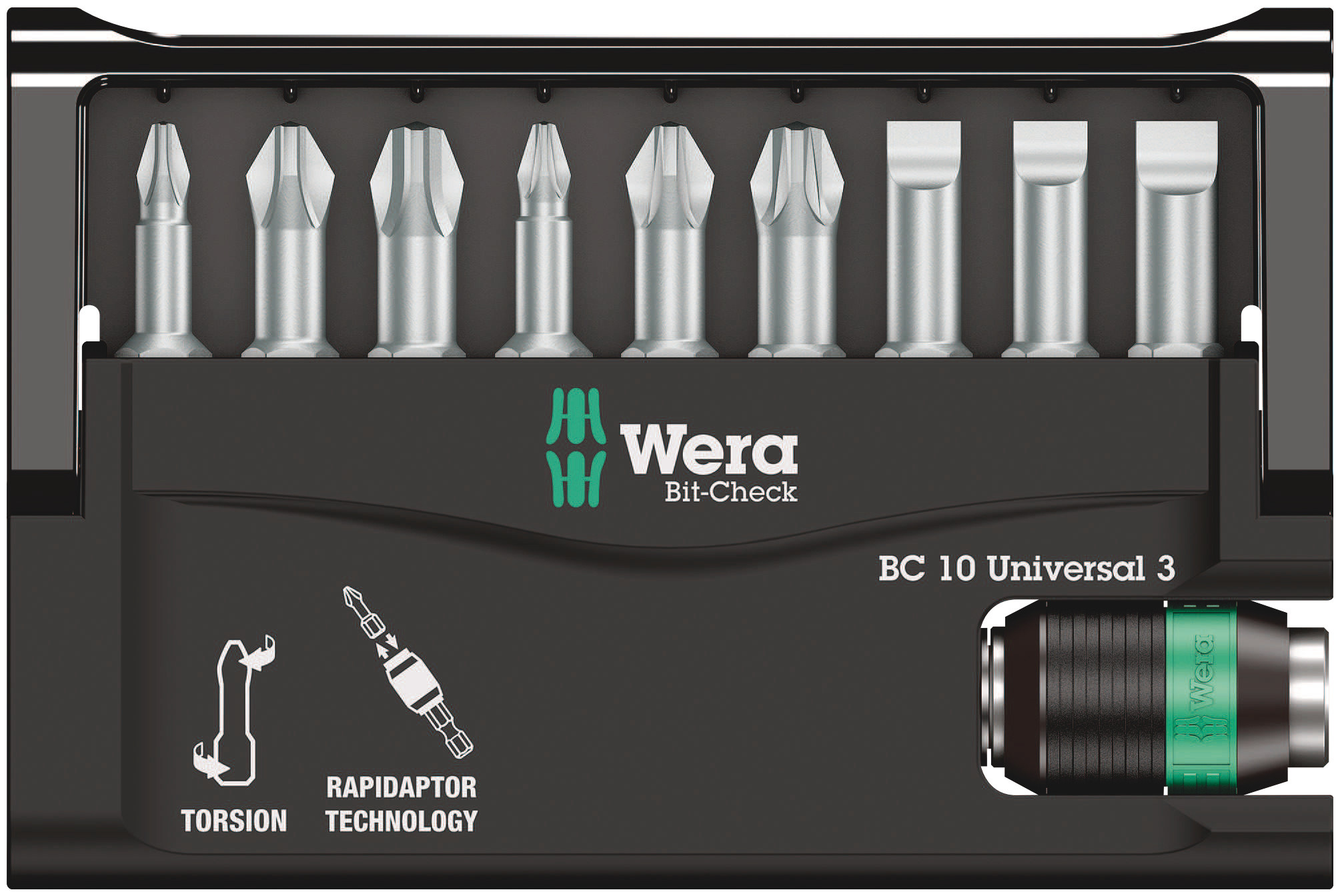 WERA Bit-Sortiment 1/4" Universal 3 10-teilig im Bit-Check Produktbild img2 L