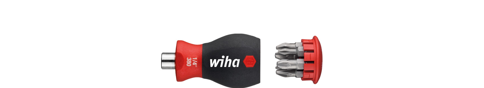 Wiha Schraubendreher mit Bit Magazin magnetisch Phillips, Pozidriv mit 6 Bits, Stubby, 1/4" (10379) Produktbild img1 L