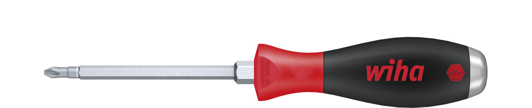 Wiha Schraubendreher SoftFinish® Phillips mit durchgehender Sechskantklinge und massiver Stahlkappe PH1 x 80 mm (03237) Produktbild img1 L