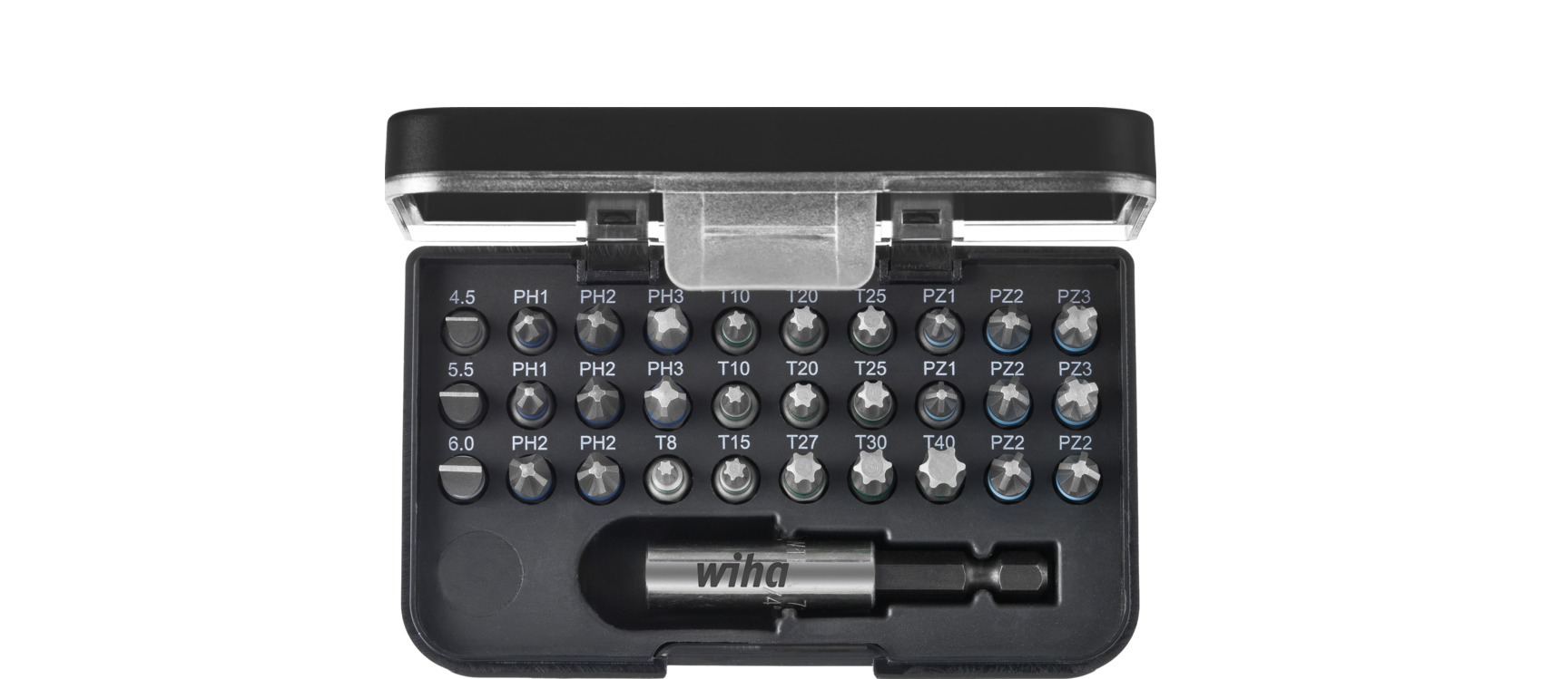 Wiha Bit Set Standard 25 mm gemischt 31-tlg. 1/4" C6,3 in Box mit Gürtelclip (41126) Produktbild img2 L