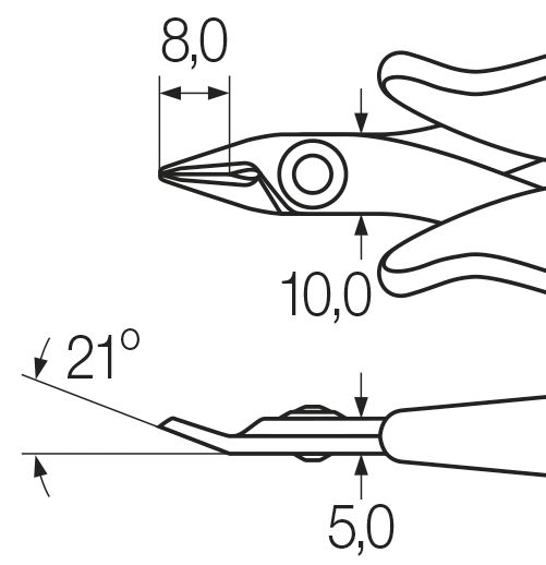Wiha Seitenschneider Electronic schmaler, spitzer Kopf und Drahthaltefeder ohne Wate 126 mm, 5" (26813) Produktbild img3 L