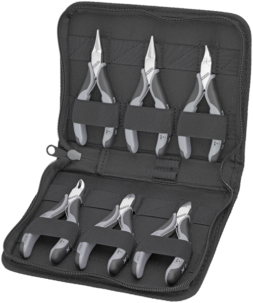 KNIPEX 00 20 17 Elektronikzangen-Set mit Werkzeugen für Arbeiten an elektronischen Bauteilen 6-teilig 220 mm 0 SB-Karte/Blister Produktbild img1 L