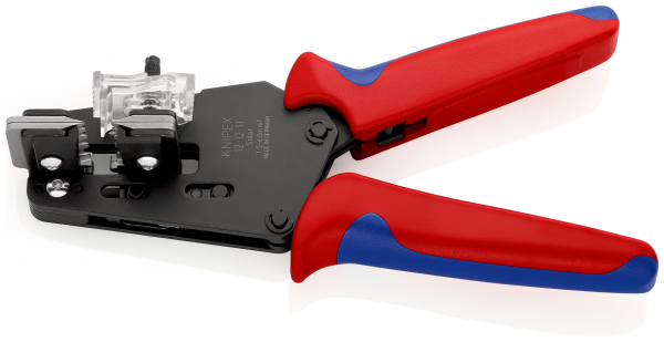 KNIPEX 12 12 11 Präzisions-Abisolierzange mit Formmessern 1,5/2,5/4/6 mm² 195 mm brüniert mit Mehrkomponenten-Hüllen SB-Karte/Blister Produktbild img1 L