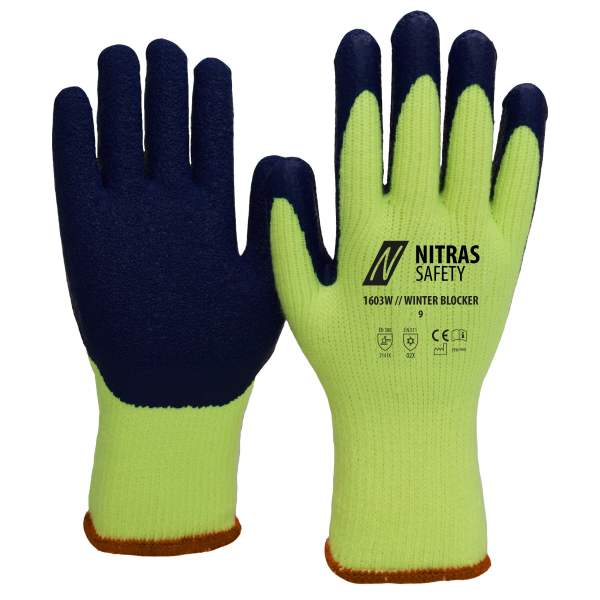 NITRAS WINTER BLOCKER, Winterhandschuhe, neongelb / blau, EN 388, EN 511 Produktbild img1 L