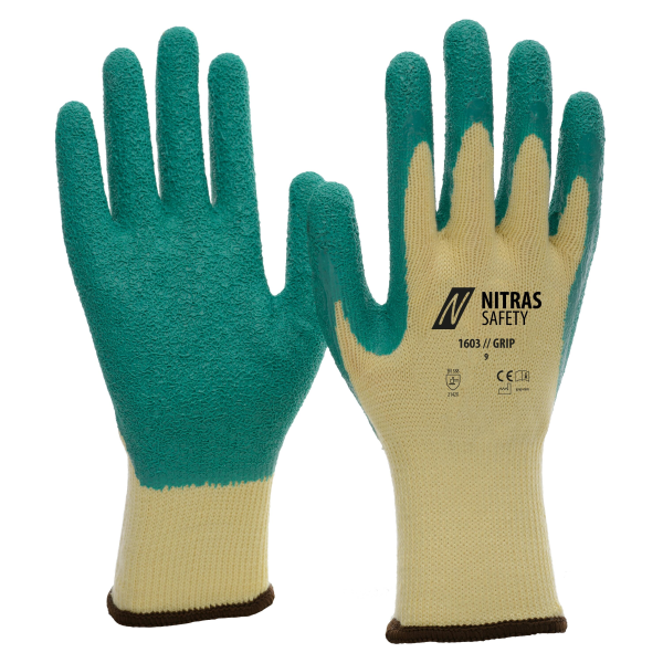NITRAS GRIP, Latexhandschuhe, gelb / grün, EN 388 Produktbild img1 L