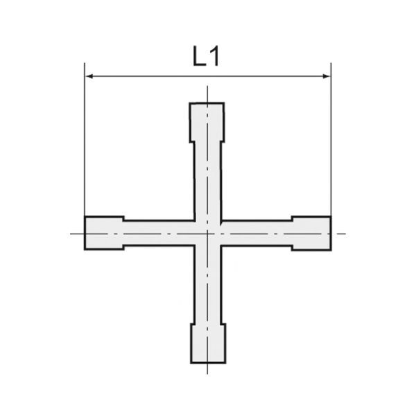 Kreuz-Schlauchverbindungsstutzen, für Schlauch LW 4 mm, Messing Produktbild img2 L