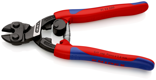 KNIPEX 71 32 200 CoBolt® Kompakt-Bolzenschneider 200 mm schwarz atramentiert mit schlanken Mehrkomponenten-Hüllen SB-Karte/Blister Produktbild img2 L
