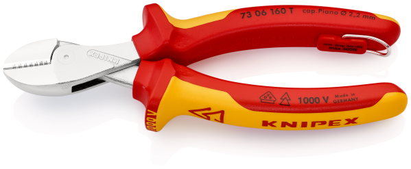 KNIPEX 73 06 160 T X-Cut® Kompakt-Seitenschneider 160 mm verchromt isoliert mit Mehrkomponenten-Hüllen, VDE-geprüft Produktbild img1 L