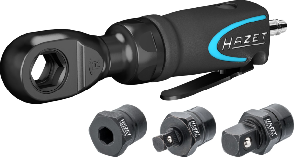 HAZET Mini Multifunktions-Ratschenschrauber 9023M-1 ∙ Vierkant massiv 6,3 mm (1/4 Zoll), Vierkant massiv 10 mm (3/8 Zoll), Sechskant hohl 6,3 (1/4 Zoll) ∙ Anzahl Werkzeuge: 4 Produktbild img1 L