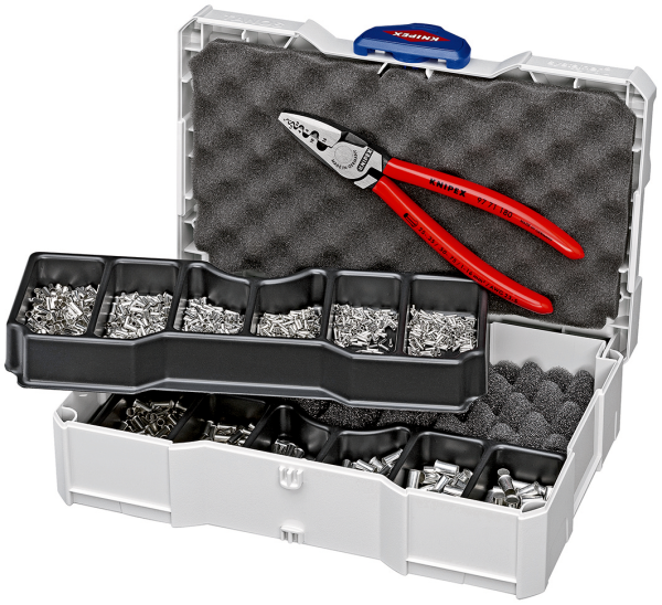 KNIPEX 97 90 05 Crimp-Sortiment für Aderendhülsen 1 x 97 71 180, 9 x Aderendhülsen-Sets 265 mm SB-Karte/Blister Produktbild img1 L