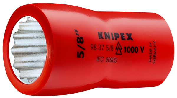 KNIPEX 98 37 1/2" Steckschlüsseleinsatz (Doppel-Sechskant) mit Innenvierkant 3/8" 45 mm SB-Karte/Blister Produktbild img1 L
