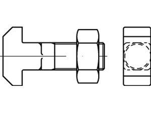 DIN 186 Mu 4.6 Form B Hammerschrauben mit Vierkant, mit langem Gewinde, mit Sech Produktbild img1 L