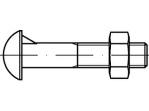 DIN 607 Mu Stahl Halbrundschrauben mit Nase, mit Sechskantmutter Produktbild img1 L