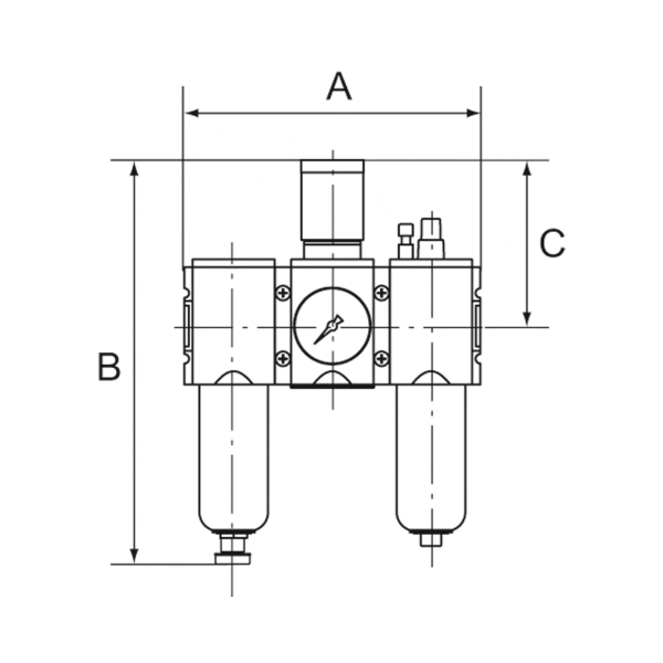 WE 3-tlg. »FUTURA-mini«, Metallbe., Stand.mano., G 1/4, 0,5-8, VA Produktbild img2 L