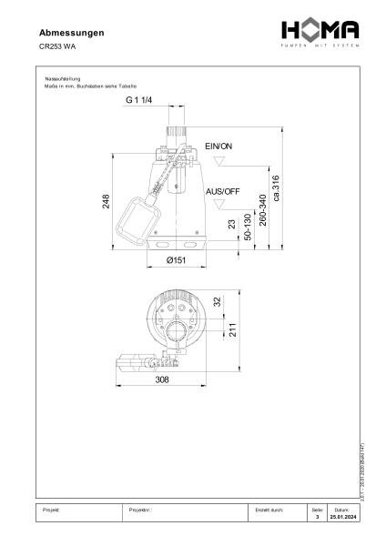 Motorumflutete Pumpe mit Schwimmer CR253 WA Produktbild img3 L