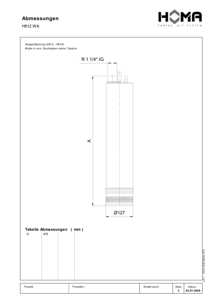 Hochdruck Tauchmotorpumpe mit Schwimmer H812 WA Produktbild img3 L
