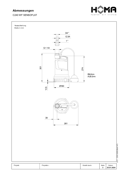 Flachsaugerpumpe mit Sensorschaltung C240 WF Sensoflat Produktbild img3 L