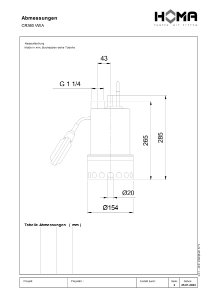 Motorumflutete Pumpe mit Schwimmer CR360V WA Produktbild img3 L