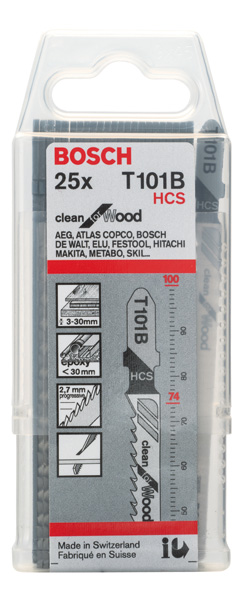 Stichsägeblatt T 101 B Bosch VE à 25 Stück Clean for Wood Produktbild img8 L