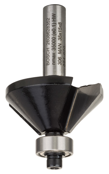 Fasefräser, 8&nbsp;mm, B 11&nbsp;mm, L 14,7&nbsp;mm, G 56&nbsp;mm, 45°. Für Handfräsen Produktbild img1 L