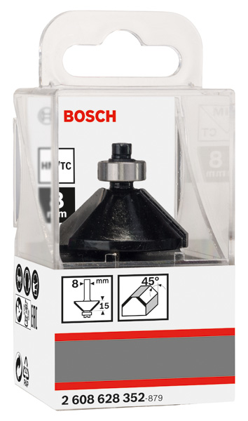 Fasefräser, 8&nbsp;mm, B 11&nbsp;mm, L 14,7&nbsp;mm, G 56&nbsp;mm, 45°. Für Handfräsen Produktbild img5 L