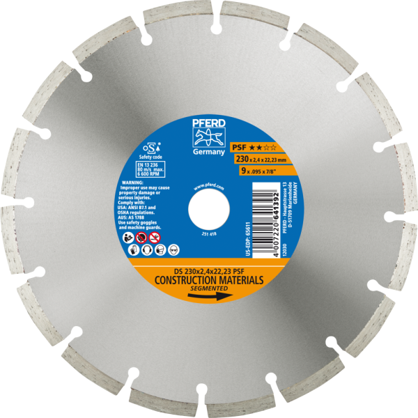 Diamantwerkzeuge für die Bauindustrie DS 230 x 2,4 x 22,23 PSF Produktbild img1 L