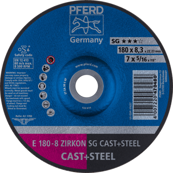 Schruppscheiben E 180-8 ZIRKON SG CAST+STEEL Produktbild img1 L