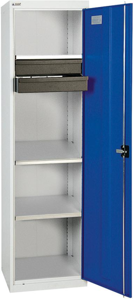 Werkzeugschrank B500xT500xH1800 mm RAL 7035/5010 2 Schubladen, 3 Wannen Produktbild img1 L