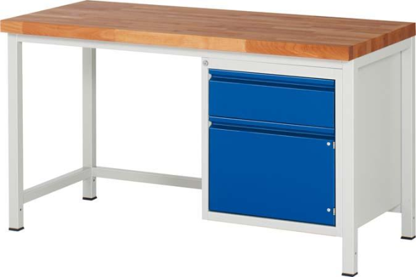 Werkbank Basic B1500xT700xH840mm RAL 7035/5010 BMP: 40 mm 1 Schublade,1 Tür Produktbild img1 L