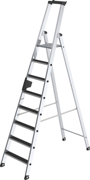 Alu-Stehleiter 8 Stufen clip-step Gesamthöhe 2,51 m Arbeitshöhe bis 3,85 m Produktbild img1 L