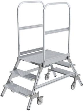 Alu-Podestleiter 2x3 Alu-Stufen Podesthöhe 0,72 m Arbeitshöhe bis 2,70 m Produktbild img1 L