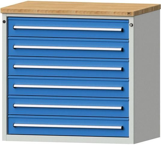 Anke Schubadenschrank B1060xT700xH1020mm RAL 7035/5012 6 Schubladen Produktbild img1 L