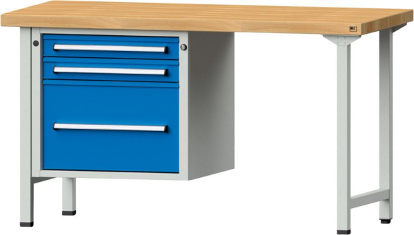 Anke Kombi-Werkbank B1500xT700xH850mm RAL7035/5012 BMP: 50 mm 3 Schubladen Produktbild img1 L