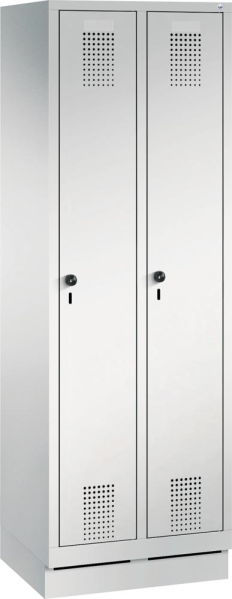 Garderobenschrank Evolo B810xT500xH1800 mm 2 Abteile,RAL7035 mit Sockel Produktbild img1 L