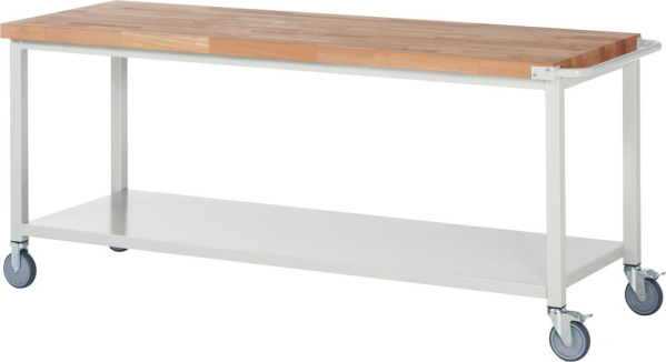 Werkbank fahrbar B2000xT700xH880mm RAL 7035 BMP: 40mm mit Boden Produktbild img1 L