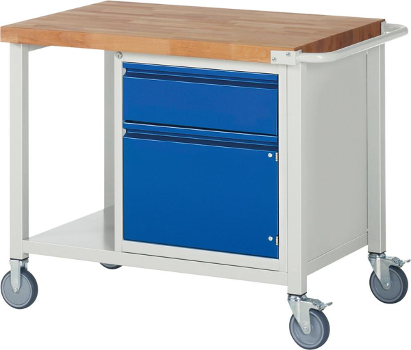 Werkbank fahrbar B1000xT700xH880mm RAL 7035/5010 BMP: 40mm 1 Schublade,1 Tür Produktbild img1 L