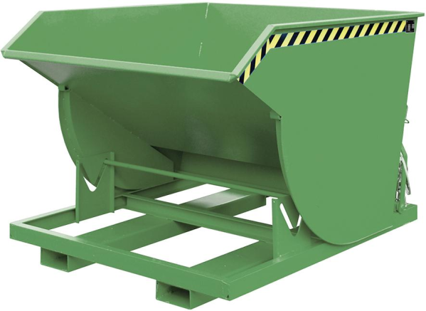 Kippbehälter BKM 1500 l B1560xT1760xH1270 mm RAL6011 Tragkraft 3000kg mit Abrollsystem Produktbild img1 L