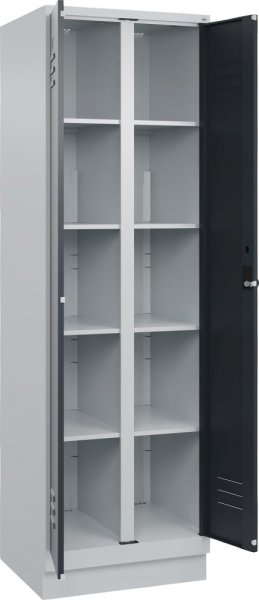 Wäscheschrank CLASSIC B600xT500xH1950 mm RAL 7035/7016, 2 Abteile mit 100 mm hohem Sockel Produktbild img1 L