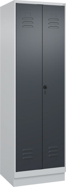 Wäscheschrank CLASSIC B600xT500xH1950 mm RAL 7035/7016, 2 Abteile mit 100 mm hohem Sockel Produktbild img2 L