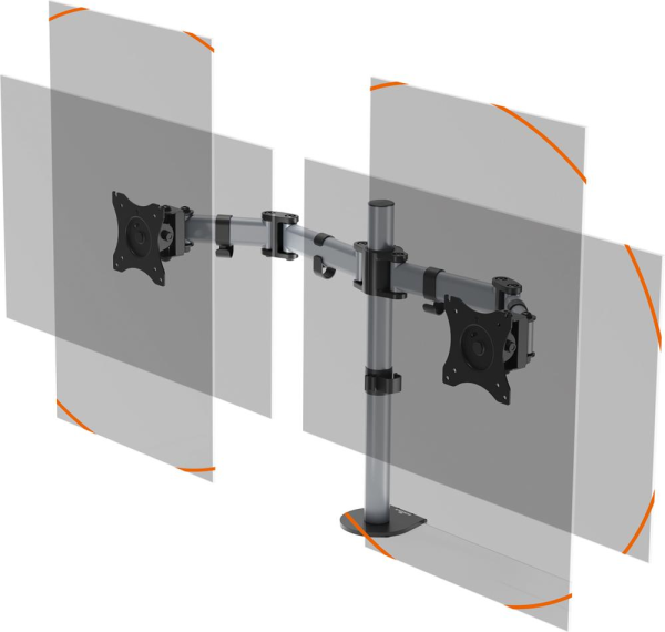 Monitor Halterung SELECT 2 Monitore bis 27" je 8kgTischklemme Produktbild img4 L
