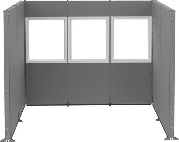 Akustikecke U-Form B3230xT2130xH2610mm RAL 7037 mit Fenster VSG Glas Produktbild img1 L